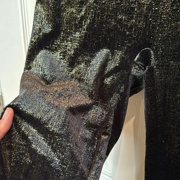 Spanx leggings, NWOT. Velvet and gold metallic. Sooooo classy and stunning. - Picture 3 of 8